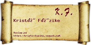 Kristó Füzike névjegykártya